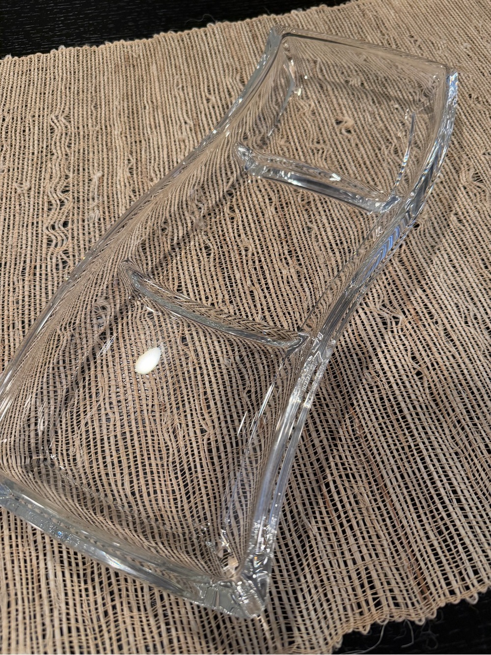 NWOT Clear Glass Divided Serving Tray Platter 16” x 6” Modern Entertaining